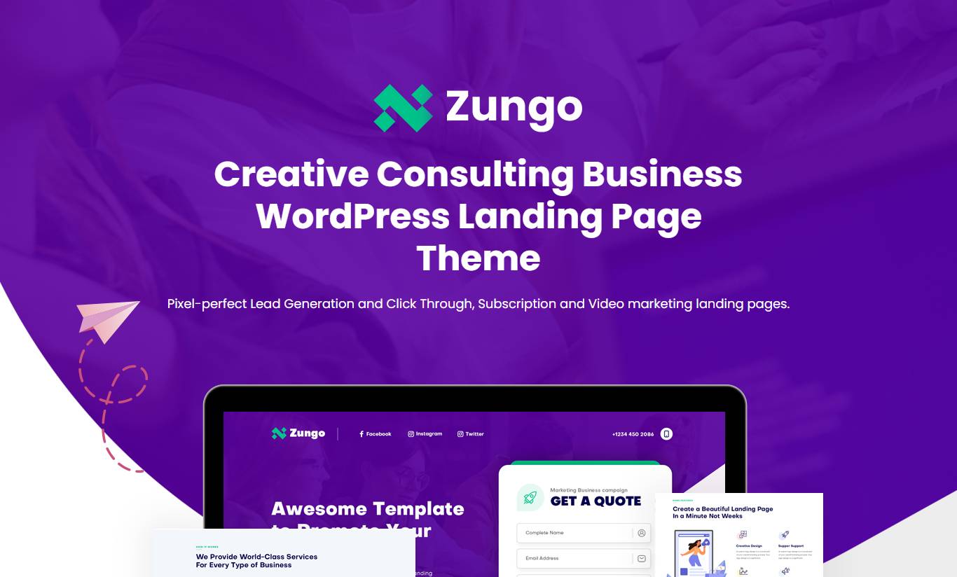 Zungo - Creative Consulting Business WordPress Landing Page Theme